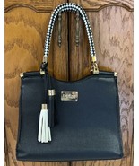 BeBe Natalie Braided Handle Satchel Black Vegan Leather Detachable Cross... - $59.40