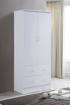 White Finish Wooden Armoire Wardrobe Storage Cabinet Closet Drawers Organizer - £459.43 GBP