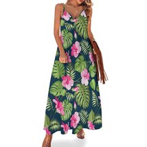 Mondxflaur Jungle Fruits Summer Dresses for Women V-neck Spaghetti Strap Dress - £26.45 GBP