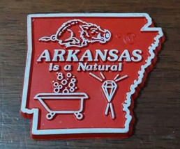 Vintage Arkansas is a Natural State Shaped Refridgerator Magnet Souveneir Red - £7.13 GBP