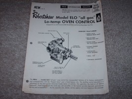 Vintage 1976 Robertshaw Model ELO &quot;All Gas&quot; Lo-Temp Oven Control Owner&#39;s Insert - £14.77 GBP