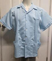 Guayabera Yucateca Shirt Mens 17-17 1/2 42 Blue Embroidered Mexico Pumab... - $39.59