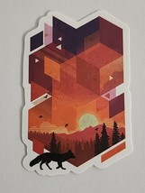 Geometric Shaped Sun Over Trees with Silhouette of Fox Sticker Decal Awesome Fun - £1.79 GBP