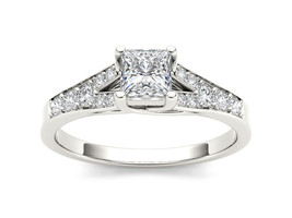 Authenticity Guarantee 
14K White Gold 3/4ct TDW Princess Diamond Classic Eng... - £1,382.65 GBP