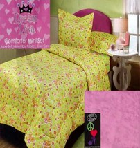 Spring Butterflies Lemon Lime Twin Comforter Sheets Sham 5PC Bedding Set New - $114.56