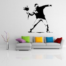 ( 47&#39;&#39; x 47&#39;&#39;) Banksy Vinyl Wall Decal Protest Flower Thrower / Street Graffiti  - £48.47 GBP