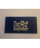 The Dogfather Funny Laser Engraved Leatherette Blue Checkbook Cover - £5.09 GBP