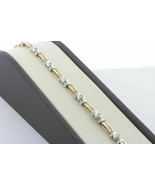 9.00 Karat Runde Künstlicher Diamant Zweifarbig Vergoldet Link Armband 7... - $2,550.88 MXN