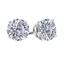 3Ct Simulated Diamond Brilliant Cut 14K White Gold Push Back Stud Earrings  - £19.76 GBP