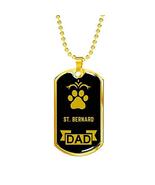 Dog Lover Gift St. Bernard Dad Dog Necklace Stainless Steel or 18k Gold ... - £36.45 GBP
