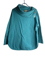 Ruby Rd. Sz XL slub knit split cowl knit Tunic blouse top Teal - $238.52 MXN