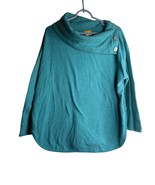 Ruby Rd. Sz XL slub knit split cowl knit Tunic blouse top Teal - $12.80