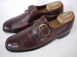 Vintage 50s Monk Strap NUNN BUSH Leather Euro Mod Buckle Loafers 7.5 40.... - £62.90 GBP