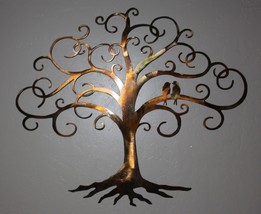 Love Bird Swirled Tree of Life - Metal Wall Art - Copper 20&quot; tall x 23 1/2&quot; wide - £57.37 GBP