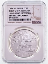 1989Y China 1 Oz. Silver Panda for Hong Kong Exposition NGC PF 68 Ultra Cameo - £880.92 GBP