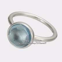 925 Sterling Silver Aqua Blue Poetic Droplet Ring Woman Jewelry  - £16.38 GBP