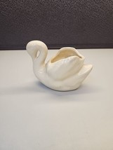 Vintage MCM Ceramic Sweet Swimming White Swan Small Planter  - £10.08 GBP