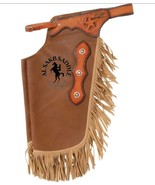Brown Basket Tooled chinks/chaps Softy Leather Bull/Equine Riding With F... - $266.25 CAD