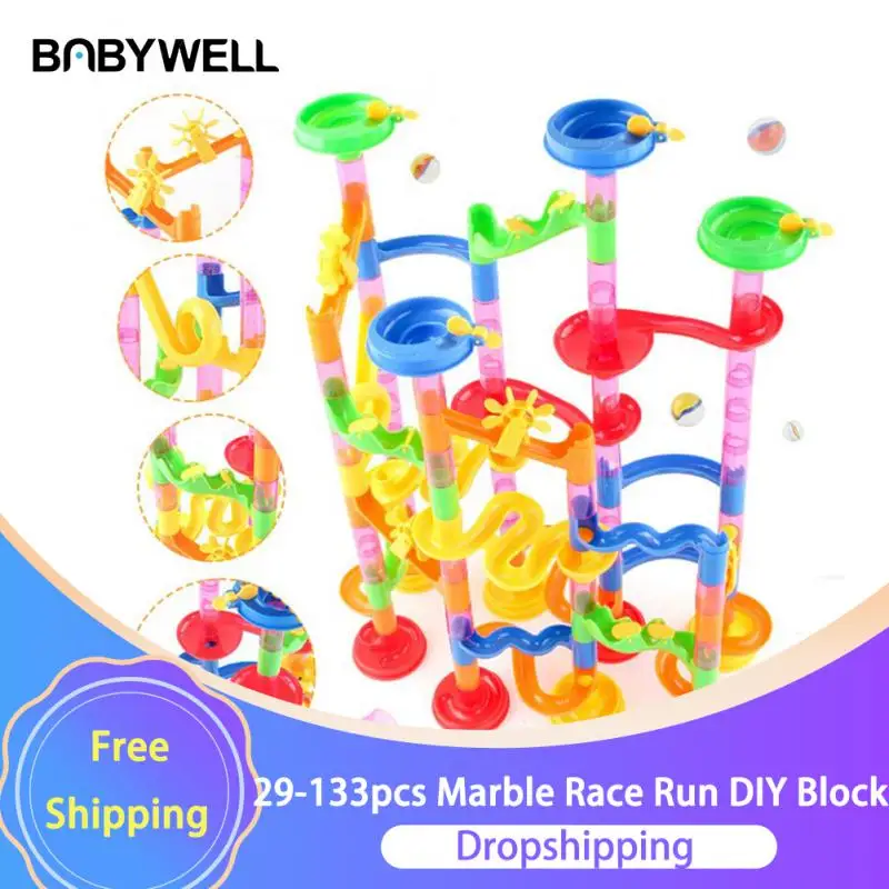 Babywell 29-133pcs Marble Race Run DIY Block Plastic Maze Building Blocks Toys - £9.99 GBP+