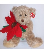 Ty Beanie Baby 2005 Holiday Teddy Bear with Red Poinsettia Stuff Plush A... - £12.57 GBP