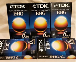 Tdk Extra High-Grade 5 New Sealed Vhs Tapes - £19.62 GBP