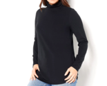 Belle by Kim Gravel TripleLuxe Pima Ruched Turtleneck Top- BLACK, XL - $25.95