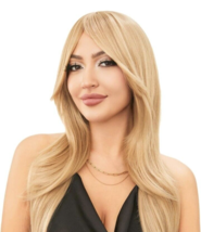 Blonde Hair Wigs with Bangs Long Wavy Synthetic for Women Fanshion Wigs - £15.20 GBP