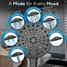 6-Function High Pressure Shower Head Wide Angle Handheld Luxury Charcoal Gray - £19.79 GBP