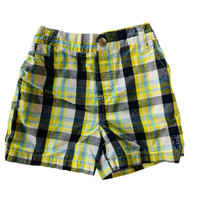 Coogi Plaid Yellow Blue Black Flat Front Toddler Boys Shorts 18 Months Cotton - £5.93 GBP