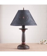 BEDSIDE TABLE LAMP &amp; Punched Tin Shade - Espresso with Salem Brick Red F... - $4,033.58 MXN
