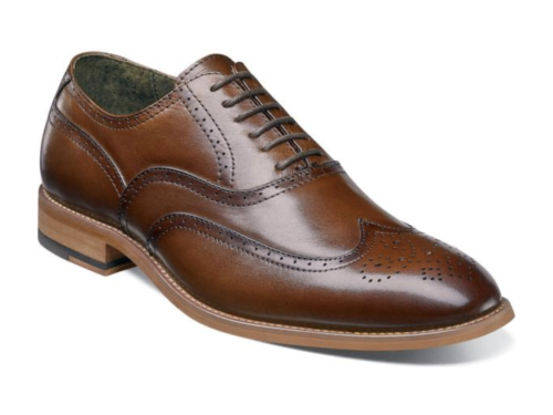 Mens Dunbar Stacy Adams Shoes Antiqued Leather Cognac Lace Up Wingtip 25064-221