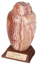 Large 168 Cubic Inches Caramel Marble Vase Urn for Ashes with Engravable Base - £163.85 GBP