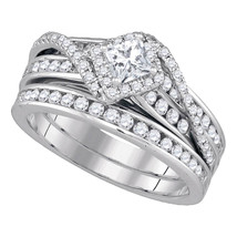 14kt White Gold Princess Diamond Bridal Wedding Engagement Ring Set 1-1/4 Ctw - £2,044.44 GBP