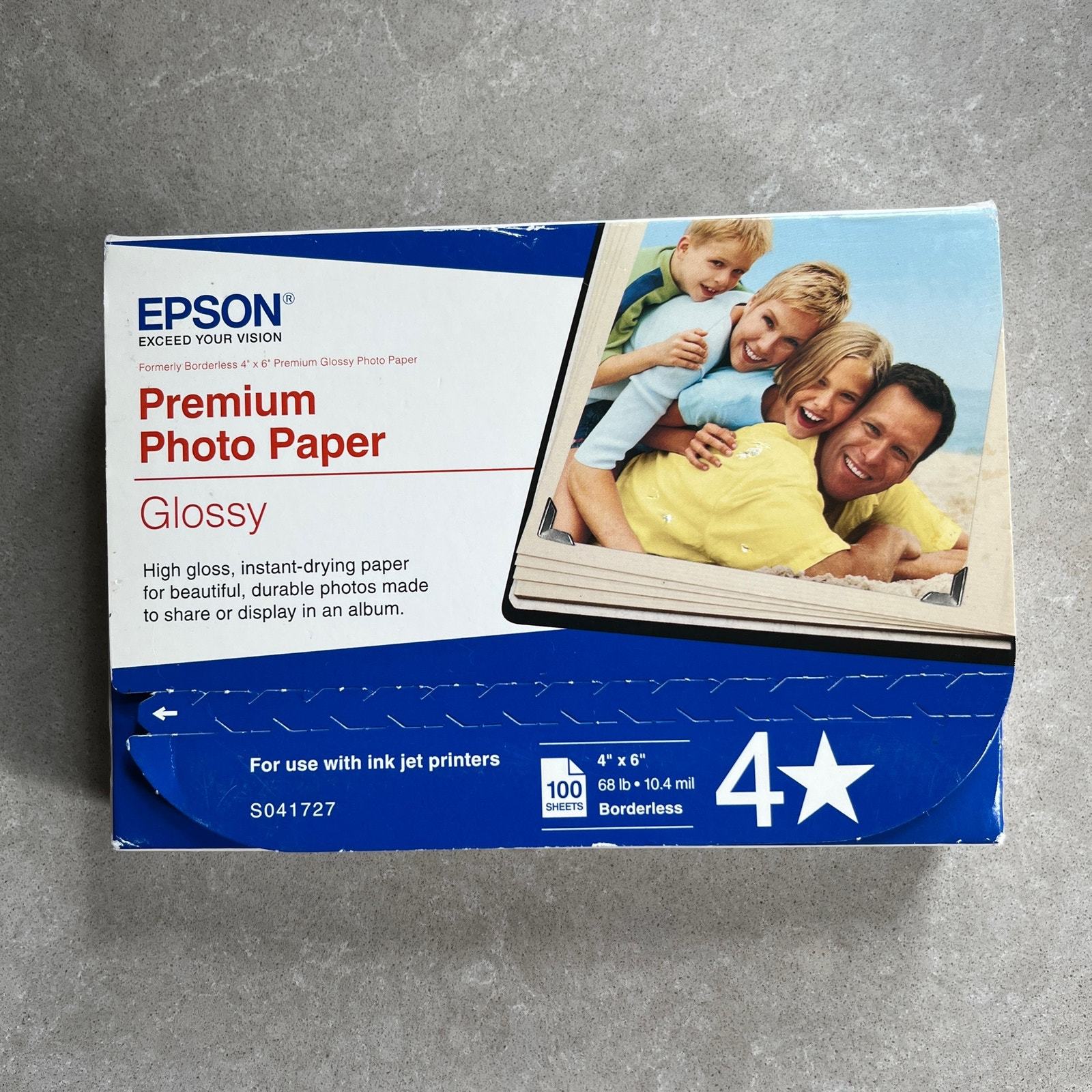 Epson Premium Glossy Photo Paper, 4&quot; x 6&quot;, Pack Of 100 Sheets New Sealed - $14.99