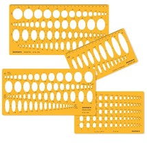 Isomars Ellipses Templates Combo - Set 0f 4 Orange Transparent Plastic - $29.01