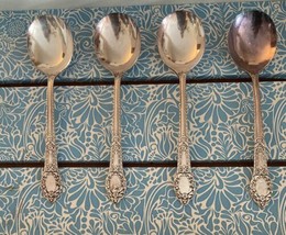 Vtg Lot of 4 Oneida Community Silverplate 1938 Rendezvous Old South Soup Spoons - $44.32