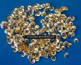 Bead Caps filigree 330pcs  Yellow gold plat metal 5mm Flower design caps... - $5.89