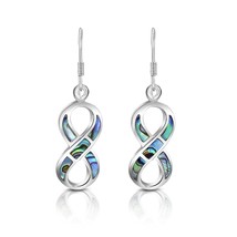 Love Forever Infinity Symbol Abalone.925 Silver Earrings - £18.98 GBP