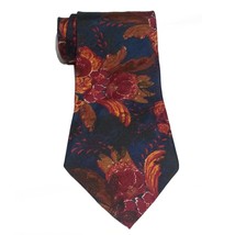 Halston III men dress silk tie 4&quot; wide 59&quot; long floral print on black  - £15.46 GBP