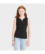 New Girls&#39; Small 6/6X Notch Neck Ribbed Tank Ruffle Hem Top Black - Art ... - $12.29 CAD
