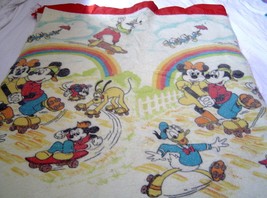  Vintage Walt Disney Characters Twin size Acrylic Blanket 1970&#39;s - £27.53 GBP