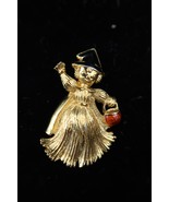 Vtg Halloween Brooch Witch Straw w/ Black Hat Pumpkin Fashion Jewelry Pin - $28.05 CAD