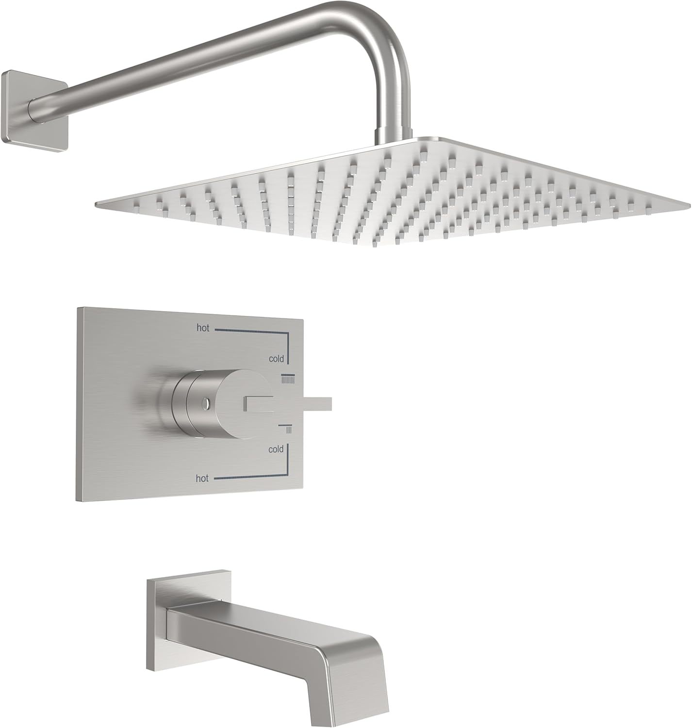 Rain Shower System With Waterfall Tub Spout 2 Function Brushed, Valve In... - $129.99