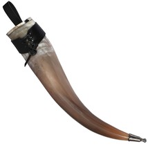 Silver Rim Viking Cow Deluxe Drinking Horn with Black Leather Holster - ... - $31.67