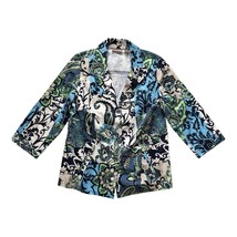 Chico&#39;s Jacket Blazer Women&#39;s Size Small (Chicos 0) Blue Green Paisley - $238.73 MXN