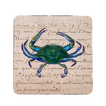 Betsy Drake Male Blue Script Crab Coaster Set of 4 - £27.68 GBP