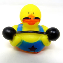 Weightlifter Rubber Duck 2&quot; Circus Carnival Sideshow Squirter Collect Bath Toy - £6.68 GBP