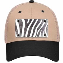 Black White Zebra Oil Rubbed Novelty Khaki Mesh License Plate Hat - £23.53 GBP