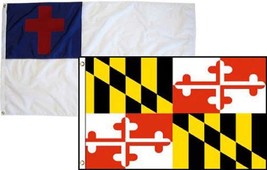 2x3 Christian Christ &amp; State Maryland 2 Pack Flag Wholesale Combo 2&#39;x3&#39; Banner G - £7.56 GBP