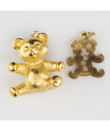 2 pc Lot Vintage Tiny Gold Filled Teddy Bear Charms/Pendants - £6.14 GBP